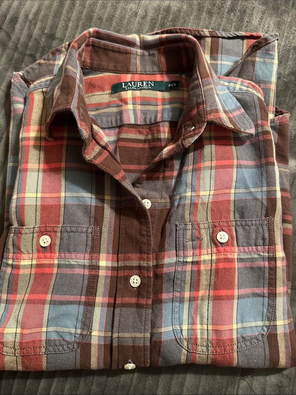 Lauren Ralph Lauren Womens  Red & Blue Plaid Button-Down Shirt